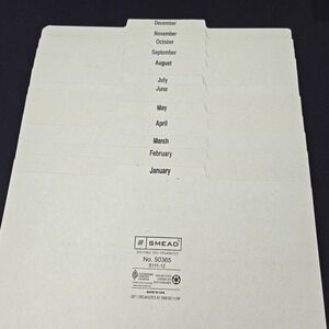 Smead File Guides Jan-Dec Index Straight Cut Letter Size Gray/Green 12/Set 50365